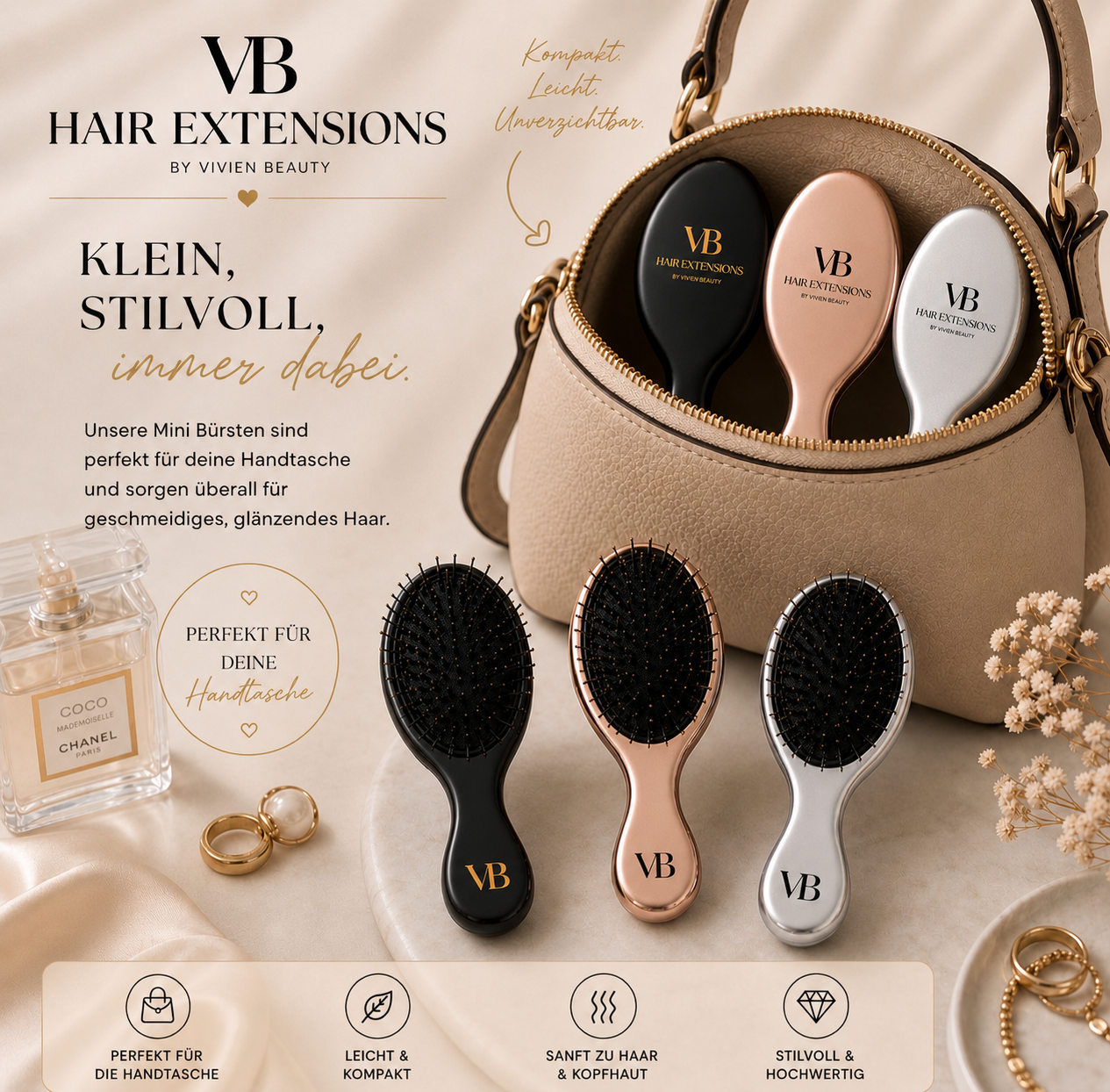 Premium Extensions-Bürste Mini für Haarverlängerungen